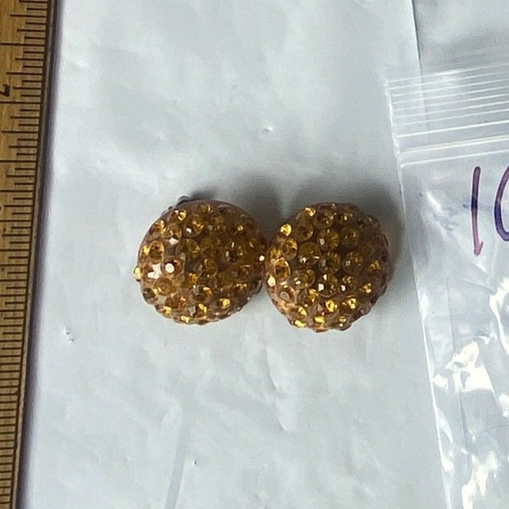 Round Copper‎ Tone Clip On Earrings Vintage Accessory